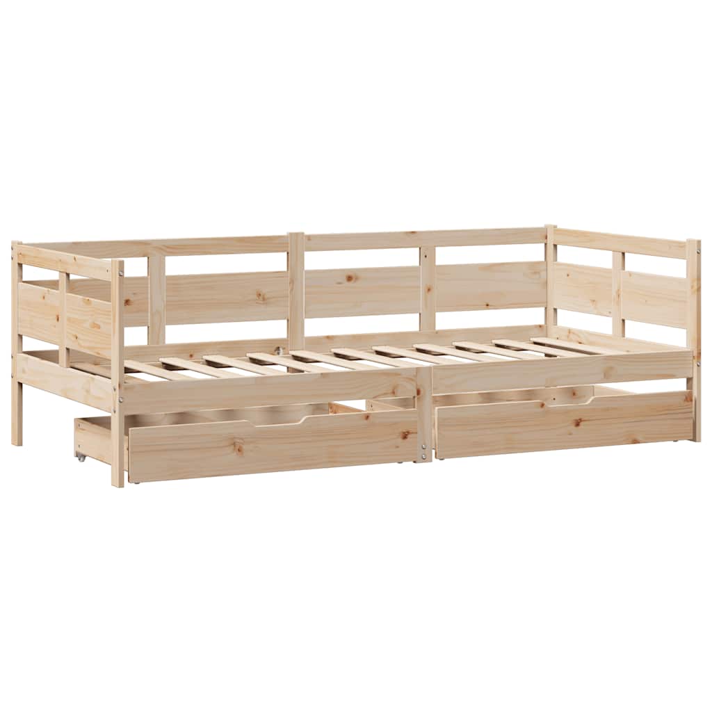 Dnevni krevet s ladicama bez madraca 90 x 190 cm masivno drvo