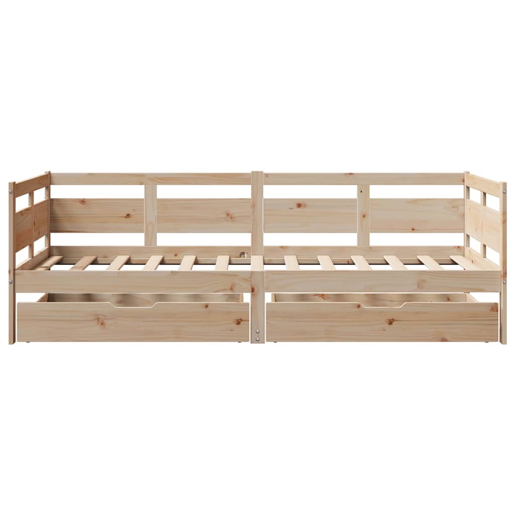 Dnevni krevet s ladicama bez madraca 90 x 190 cm masivno drvo