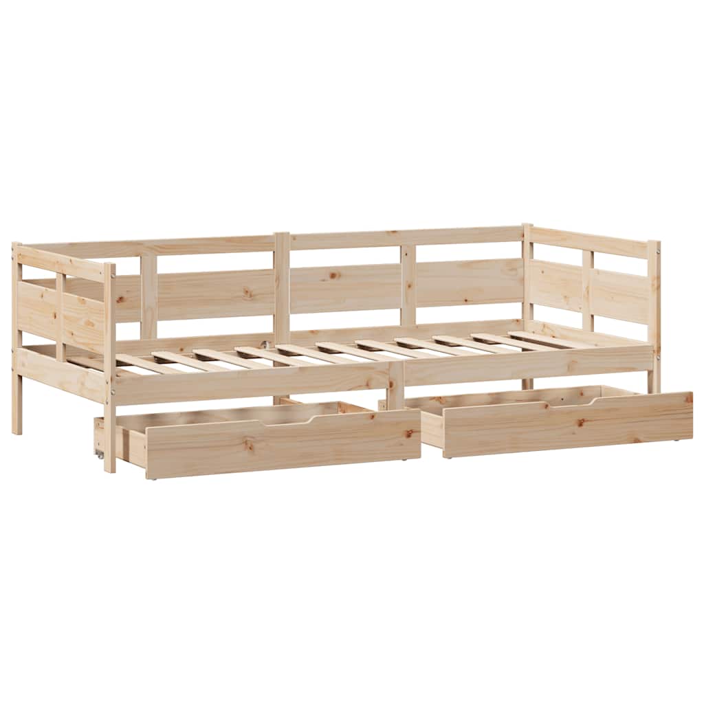 Dnevni krevet s ladicama bez madraca 90 x 190 cm masivno drvo