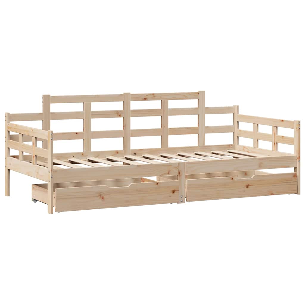 Dnevni krevet s ladicama bez madraca 90 x 190 cm masivno drvo