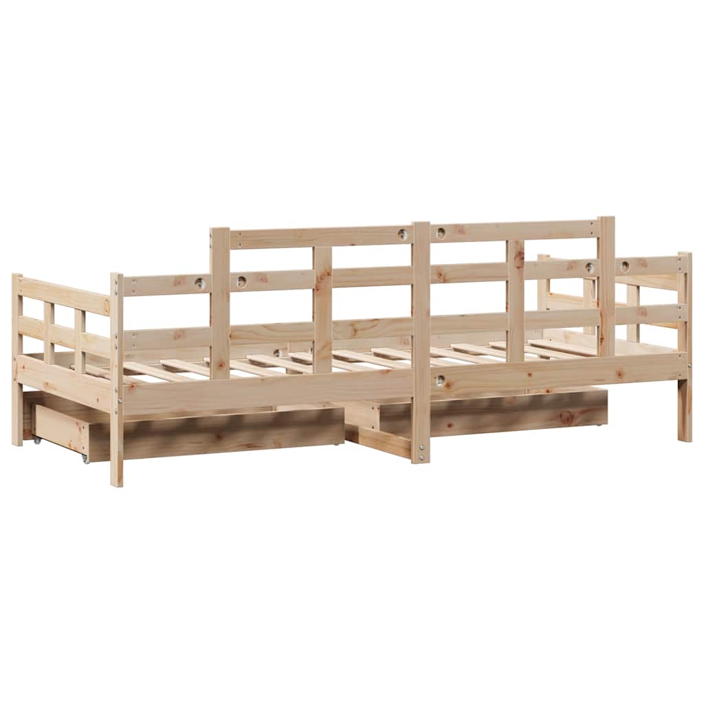 Dnevni krevet s ladicama bez madraca 90 x 190 cm masivno drvo