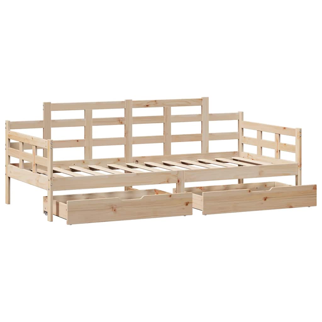 Dnevni krevet s ladicama bez madraca 90 x 190 cm masivno drvo