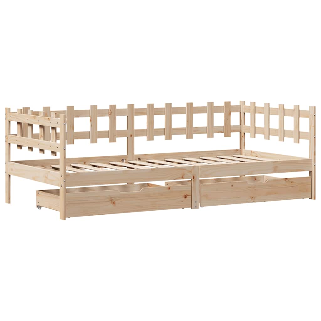 Dnevni krevet s ladicama bez madraca 90 x 190 cm masivno drvo