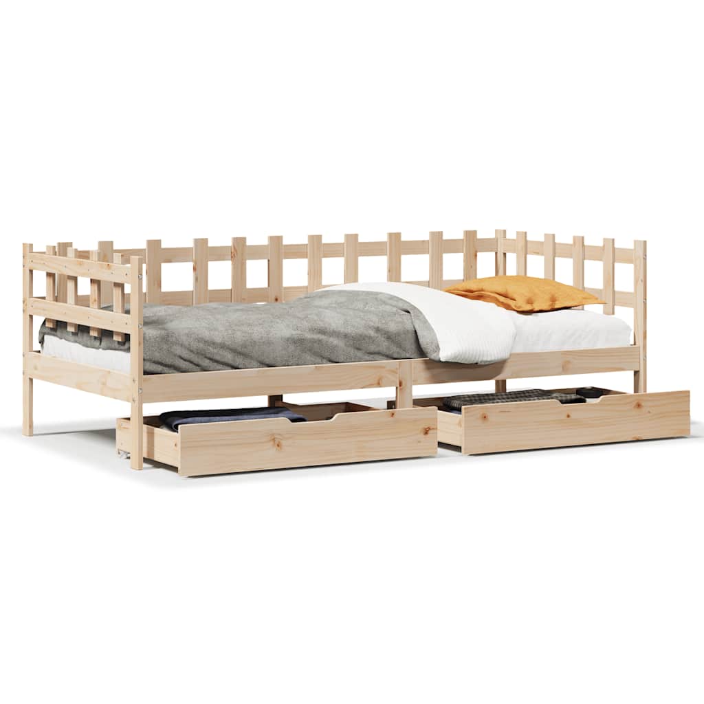 Dnevni krevet s ladicama bez madraca 90 x 190 cm masivno drvo