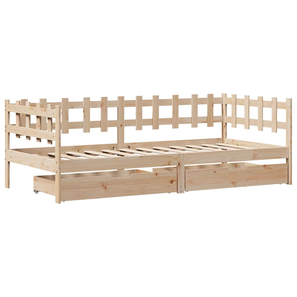 Dnevni krevet s ladicama bez madraca 90 x 190 cm masivno drvo