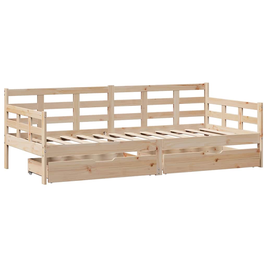 Dnevni krevet s ladicama bez madraca 90x200 cm masivno drvo