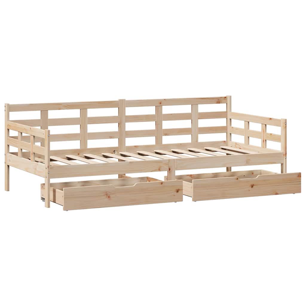 Dnevni krevet s ladicama bez madraca 90x200 cm masivno drvo