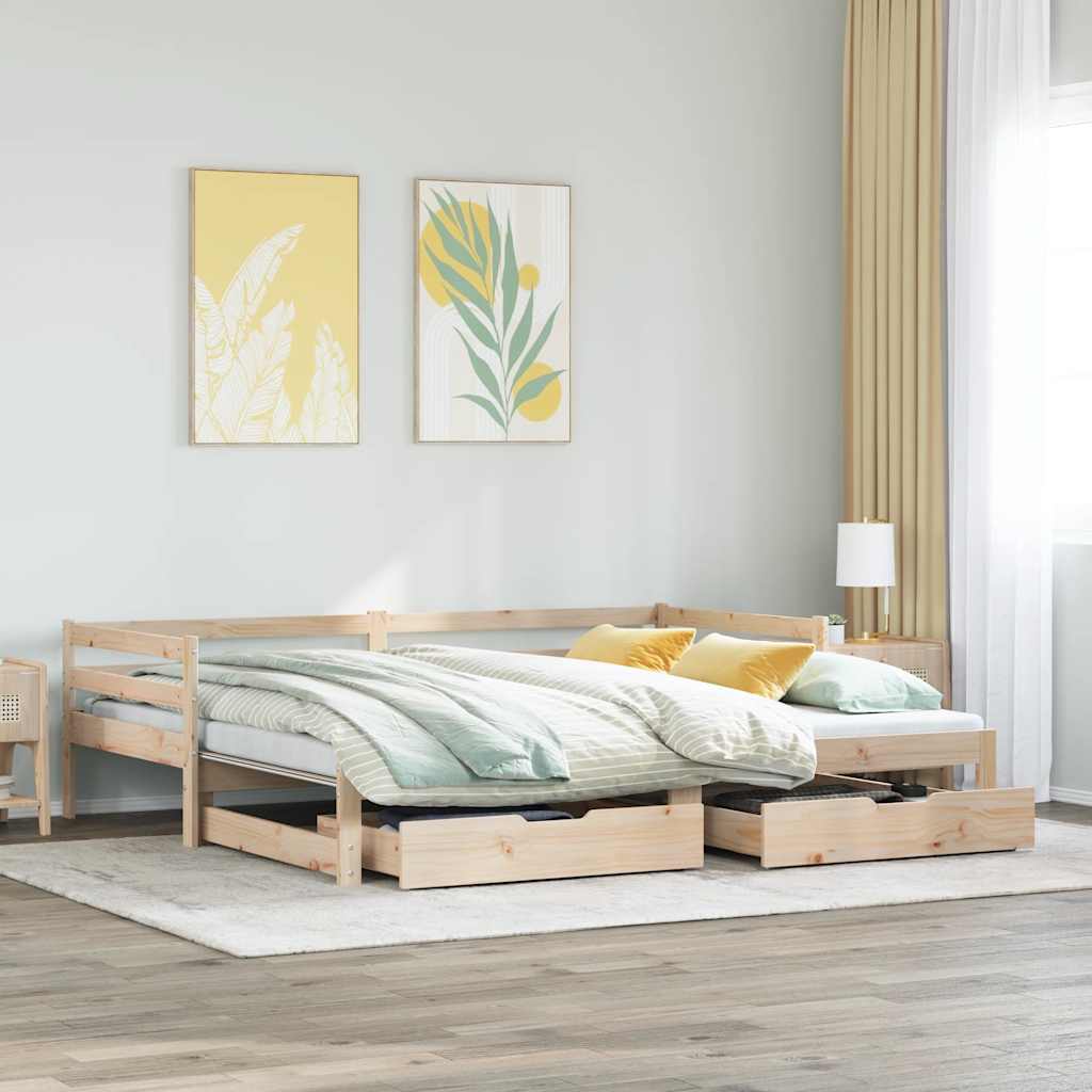 Dnevni krevet na razvlačenje s ladicama bez madraca 90 x 190 cm