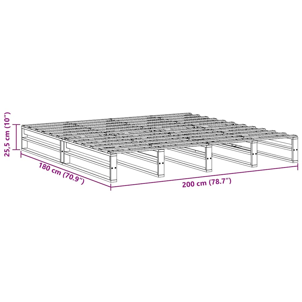 Okvir kreveta bez madraca bijeli 200x200 cm od masivne borovine