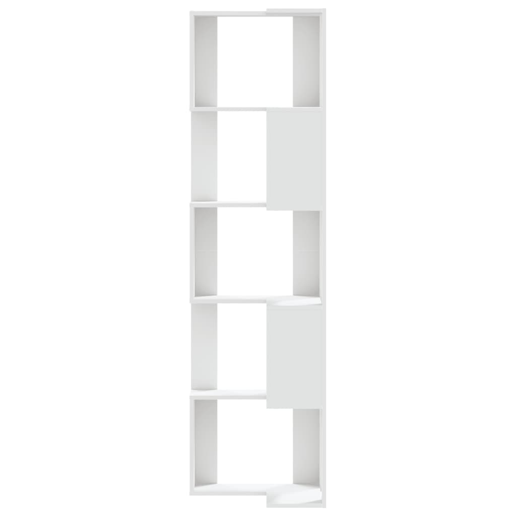Kutni regal za knjige s 5 razine bijeli 50x50x179 cm drveni
