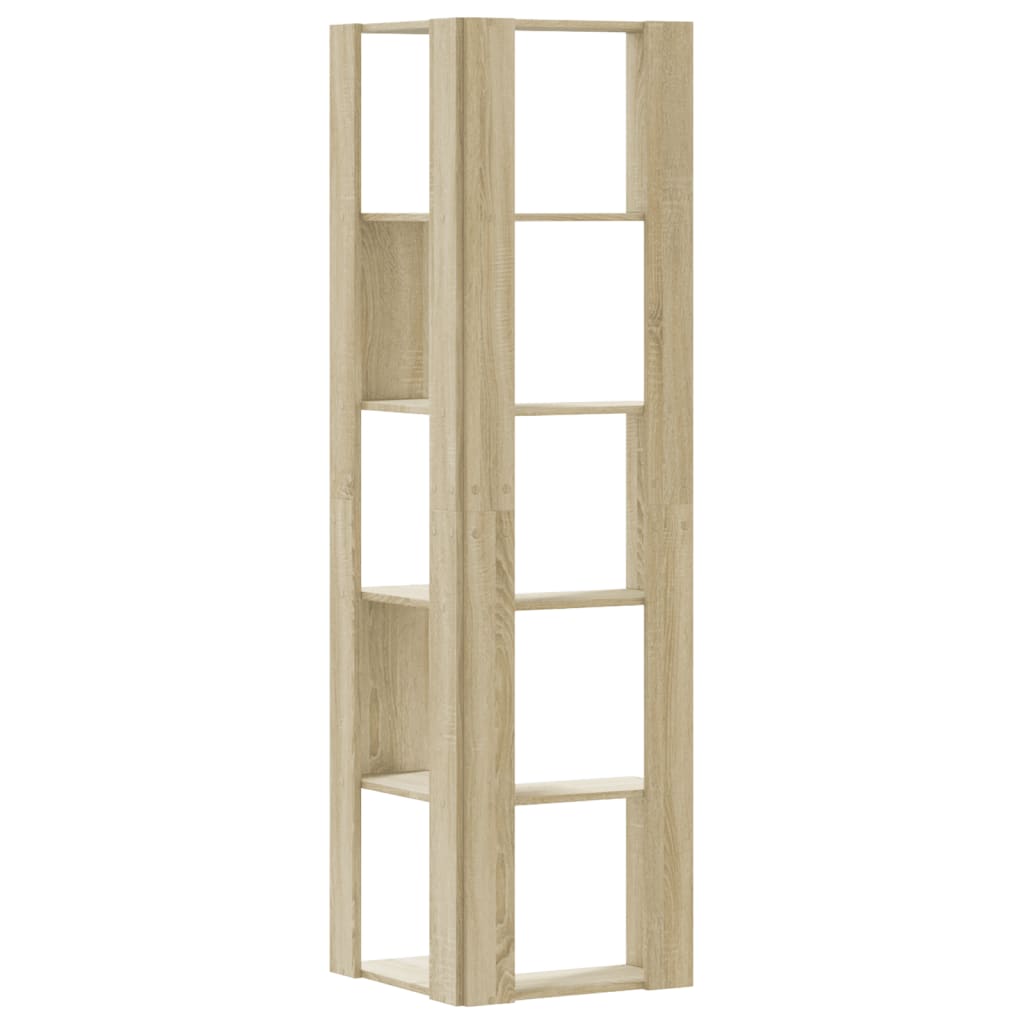 Kutni regal za knjige s 5 razine boja hrasta 50x50x179cm drveni