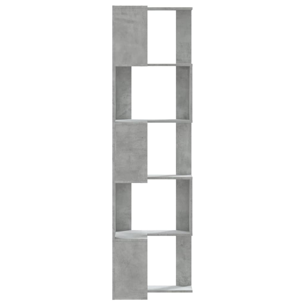 Kutni regal za knjige 5 razine boja betona 50x50x179 cm drveni