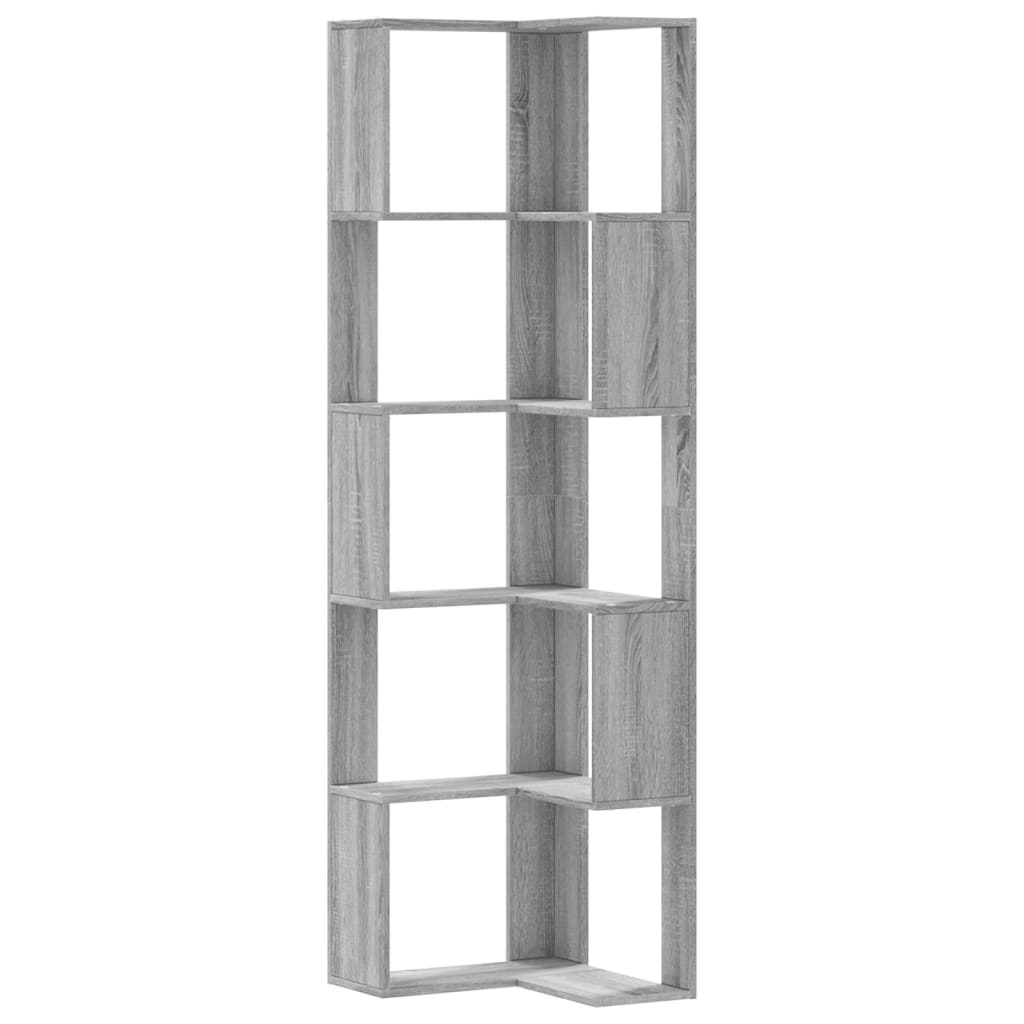 Kutni regal za knjige s 5 razine boja hrasta 50x50x179cm drveni