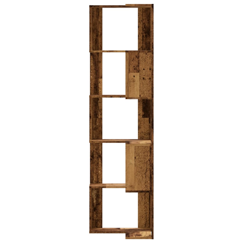 Kutni regal za knjige s 5 razine staro drvo 50x50x179 cm drveni
