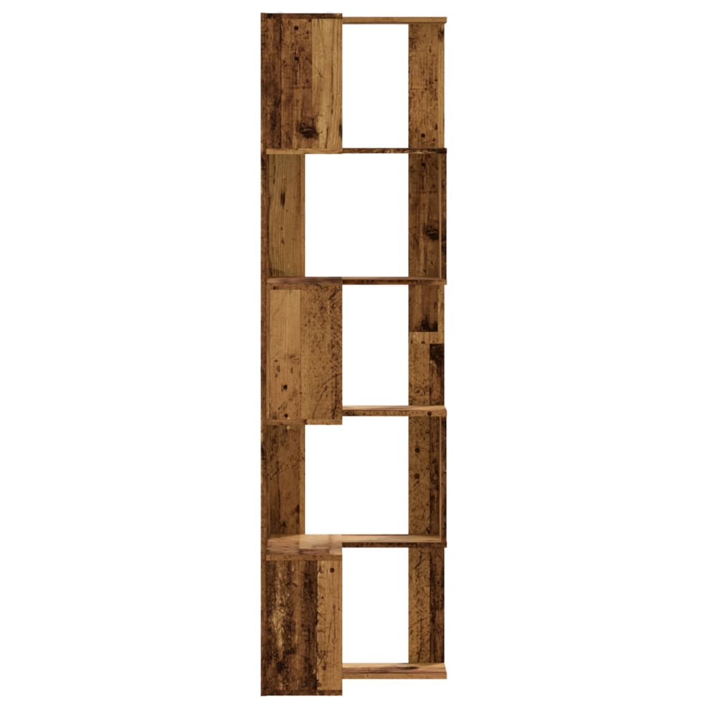 Kutni regal za knjige s 5 razine staro drvo 50x50x179 cm drveni