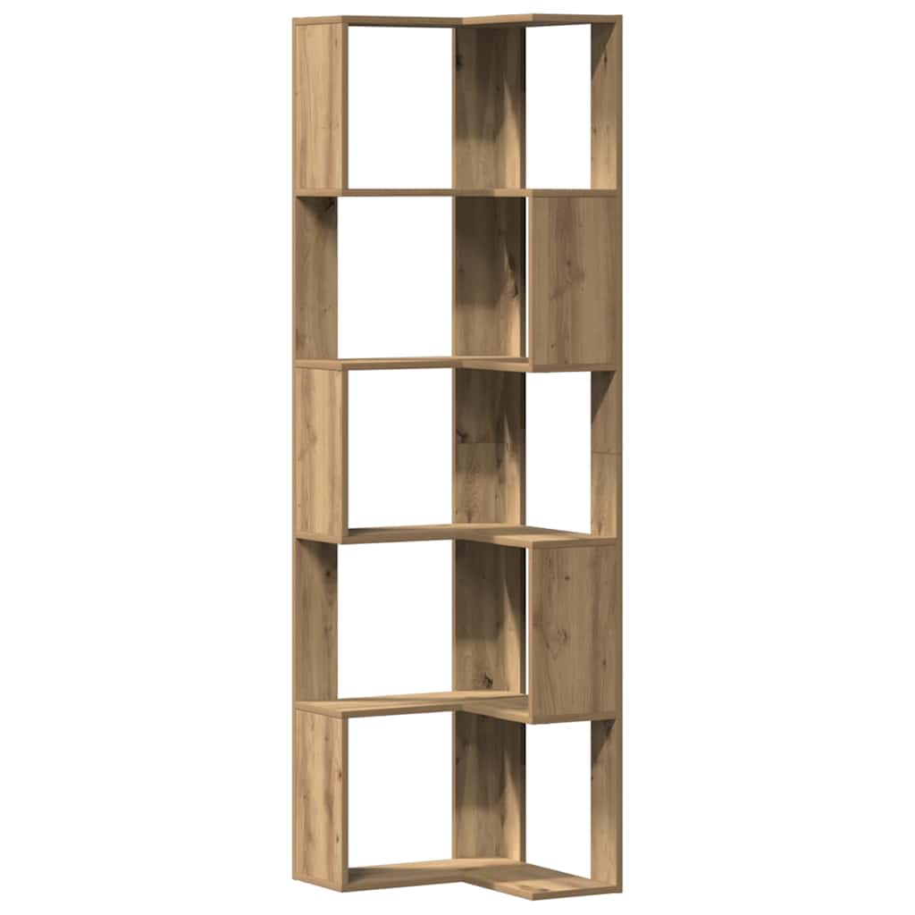 Kutni regal z knjige 5 razine artisian hrast 50x50x179cm drveni