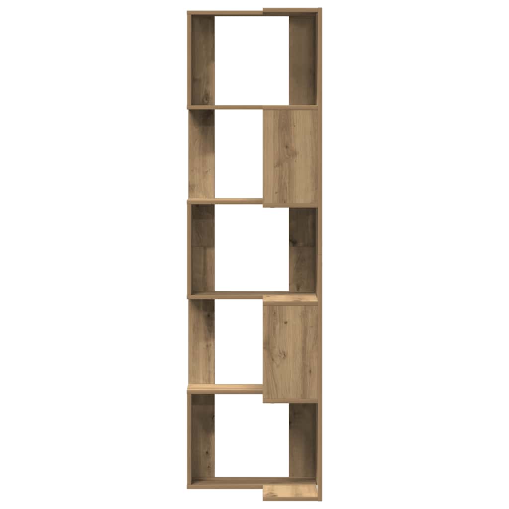 Kutni regal z knjige 5 razine artisian hrast 50x50x179cm drveni