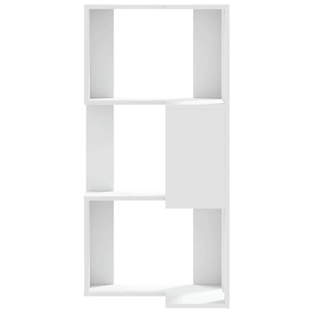 Kutni regal za knjige s 3 razine bijeli 50 x 50 x 102 cm drveni