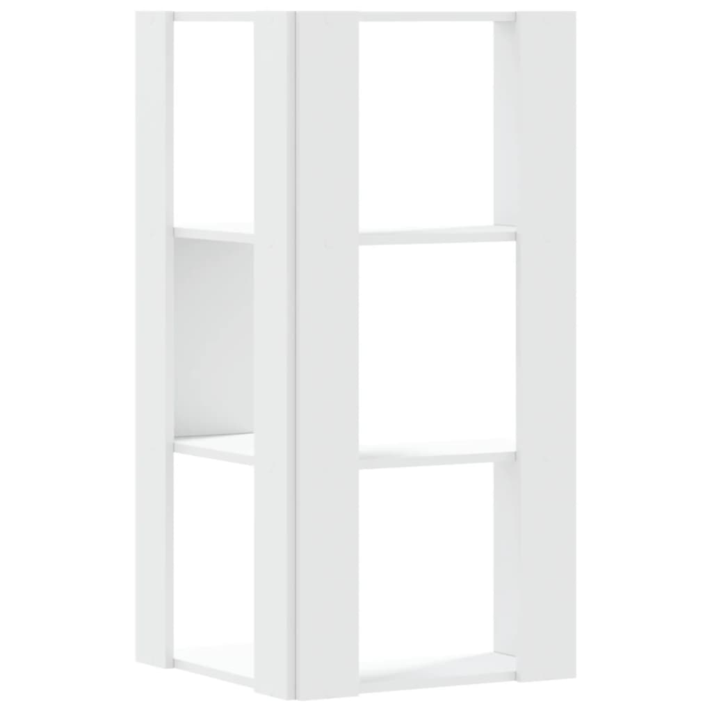 Kutni regal za knjige s 3 razine bijeli 50 x 50 x 102 cm drveni