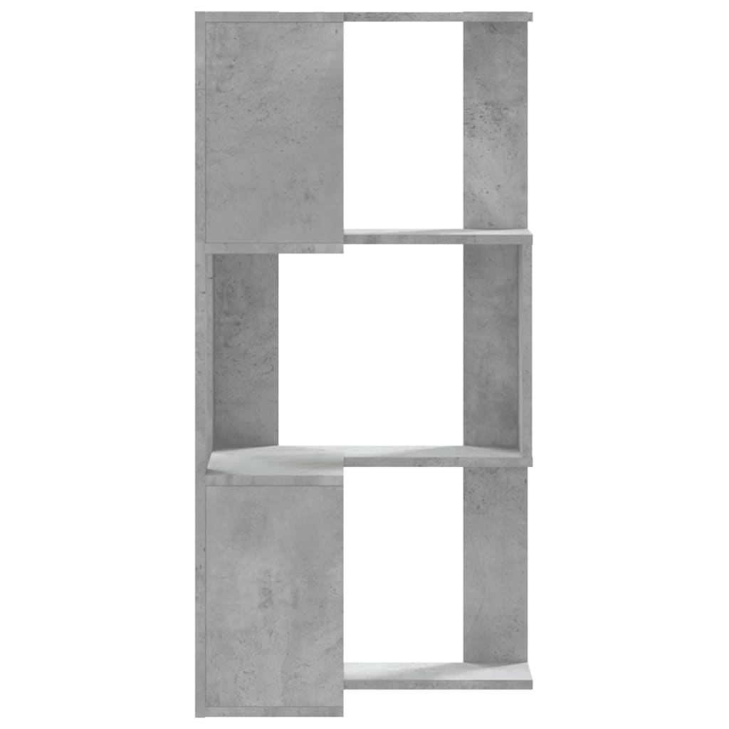 Kutni regal za knjige 3 razine boja betona 50x50x102 cm drveni