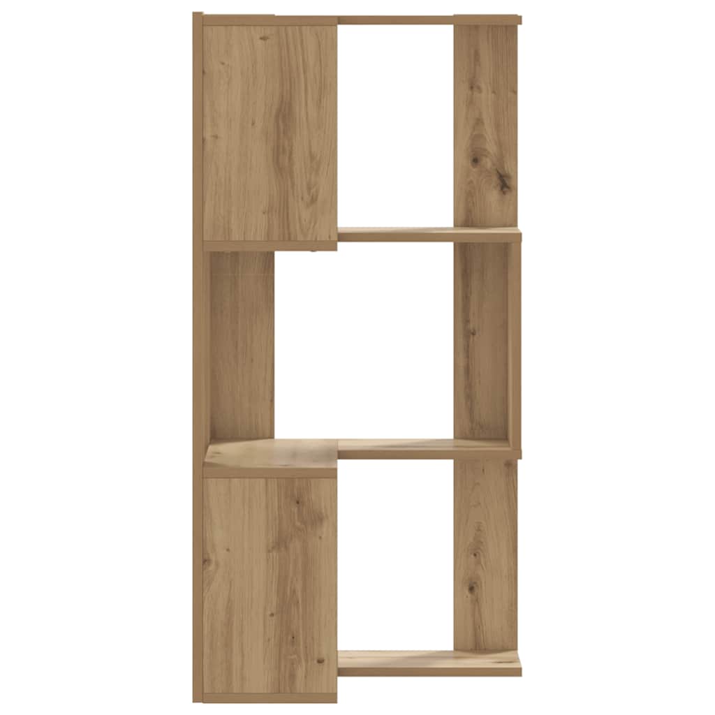 Kutni regal z knjige 3 razine artisian hrast 50x50x102cm drveni