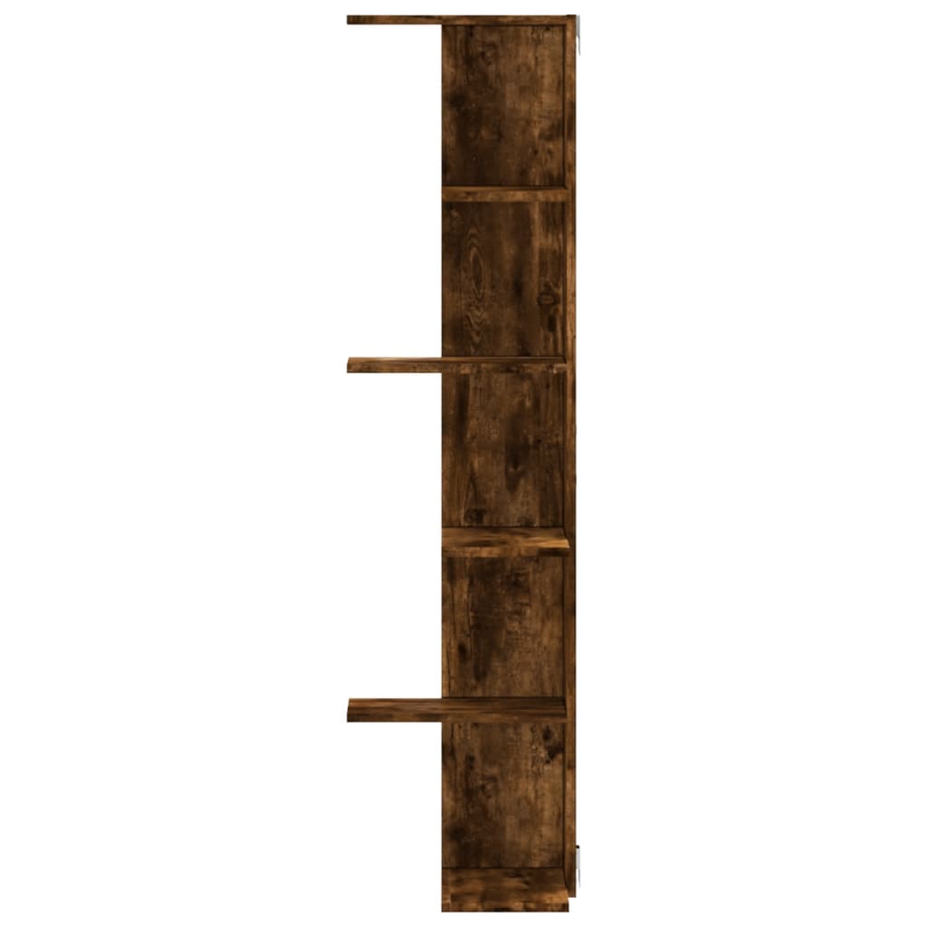 Kutna zidna polica boja dimljenog hrasta 36,5x36,5x140cm drvena