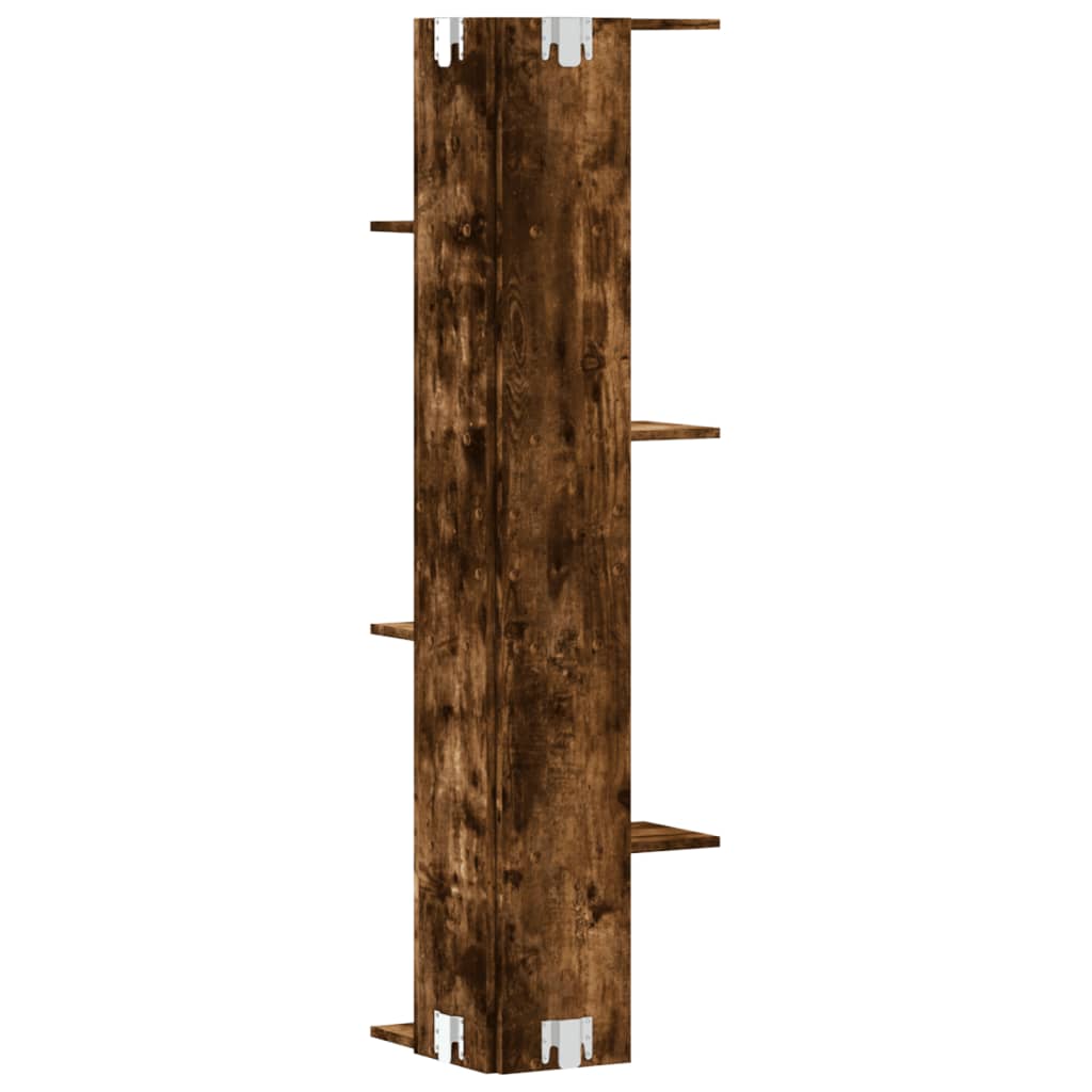 Kutna zidna polica boja dimljenog hrasta 36,5x36,5x140cm drvena