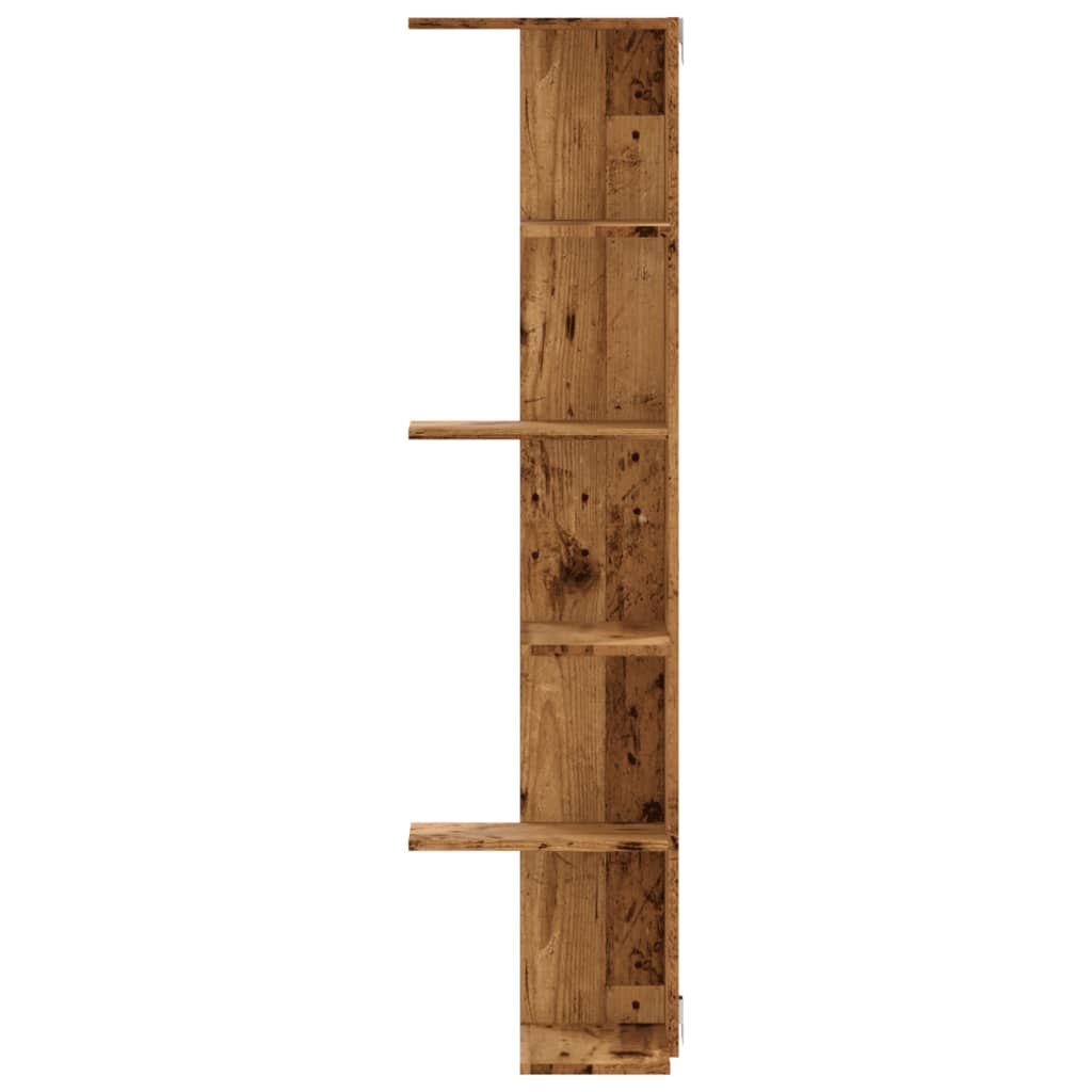 Kutna zidna polica boja drva 36,5x36,5x140 cm konstruirano drvo