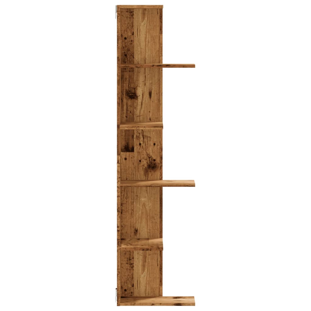 Kutna zidna polica boja drva 36,5x36,5x140 cm konstruirano drvo