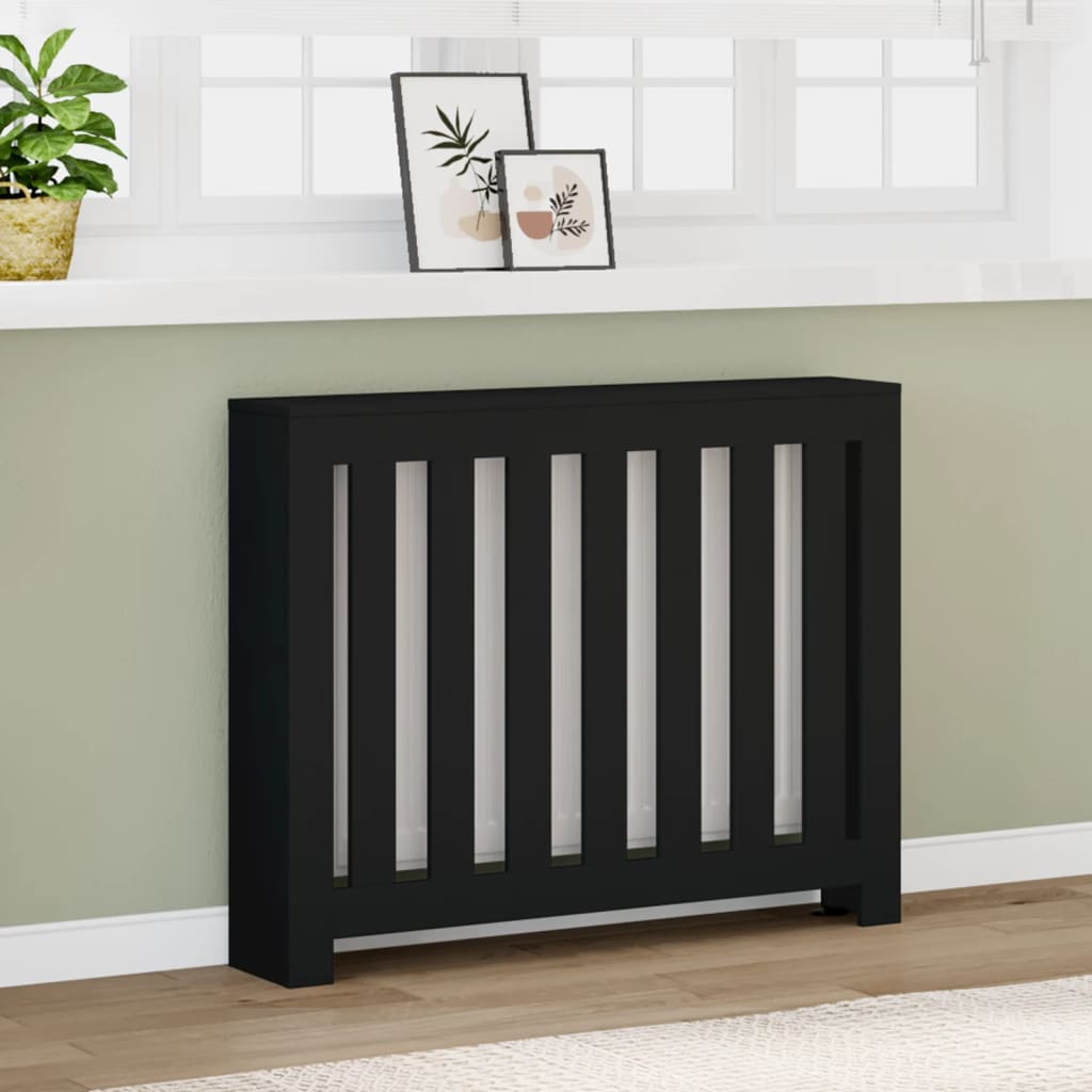 Pokrov za radijator crni 104 x 20 x 82 cm konstruirano drvo