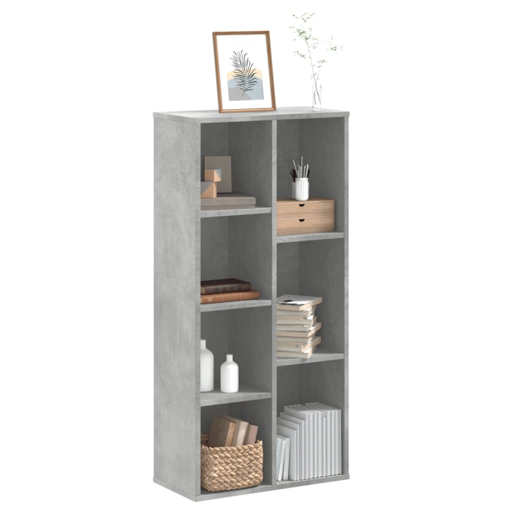 Regal za knjige siva boja betona 50x25x105 cm konstruirano drvo
