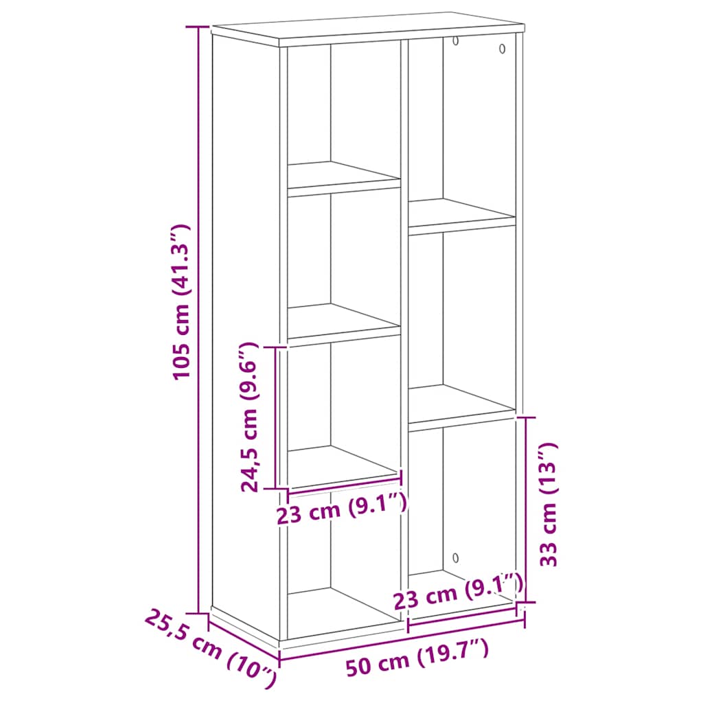 Regal za knjige boja hrasta 50x25x105 cm konstruirano drvo