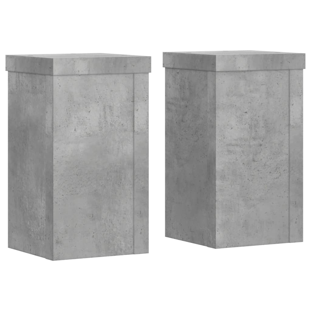 Stalci za biljke 2 kom siva boja betona 10 x 10 x 18 cm drveni