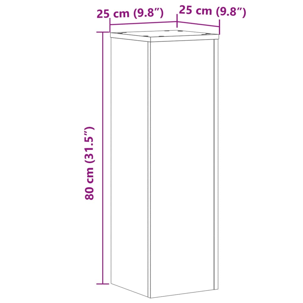 Stalci za biljke 2 kom boja drva 25x25x80 cm konstruirano drvo