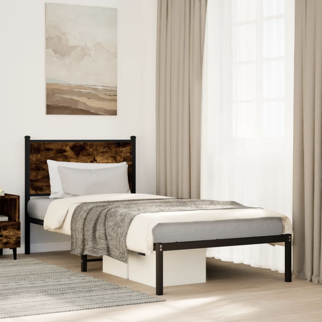 Metalni okvir kreveta bez madraca boja hrasta 90x200 cm