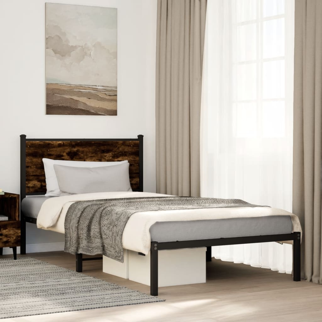 Metalni okvir kreveta bez madraca boja hrasta 107x203 cm