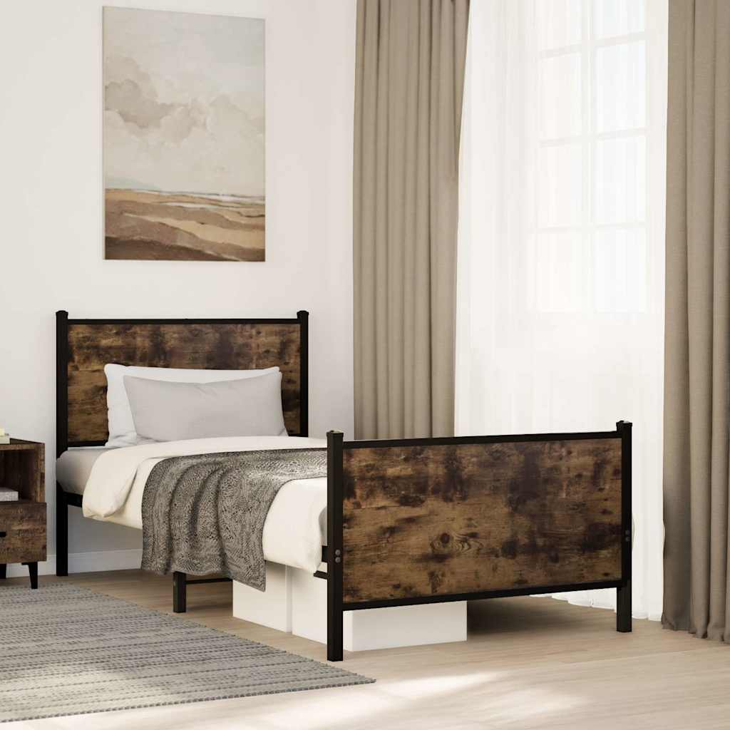 Metalni okvir kreveta bez madraca boja hrasta 80x200 cm