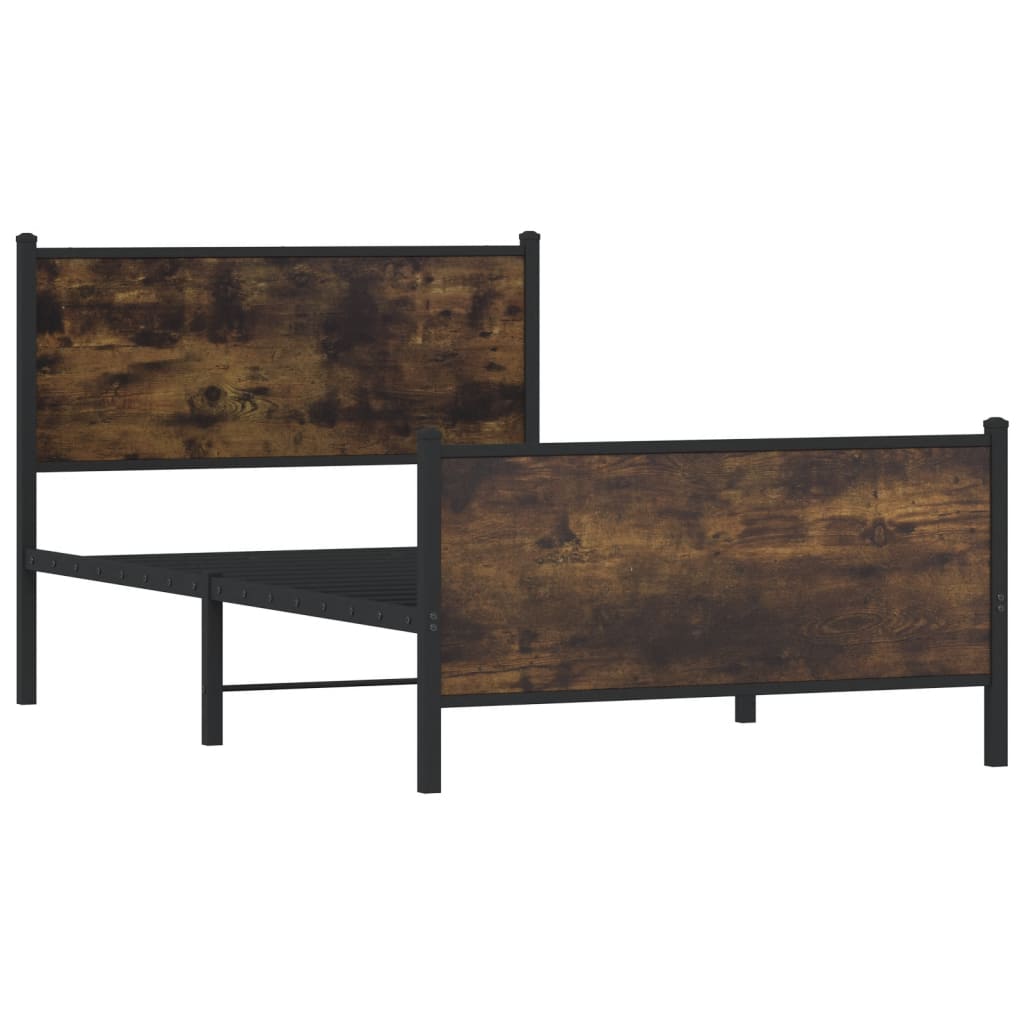 Metalni okvir kreveta bez madraca boja hrasta 107x203 cm