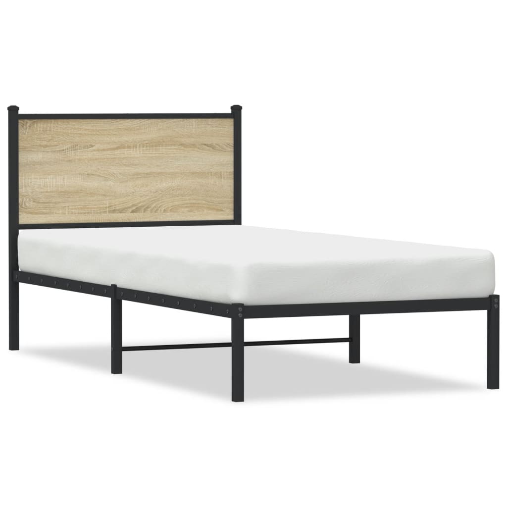 Metalni okvir kreveta bez madraca boja hrasta sonome 75x190 cm