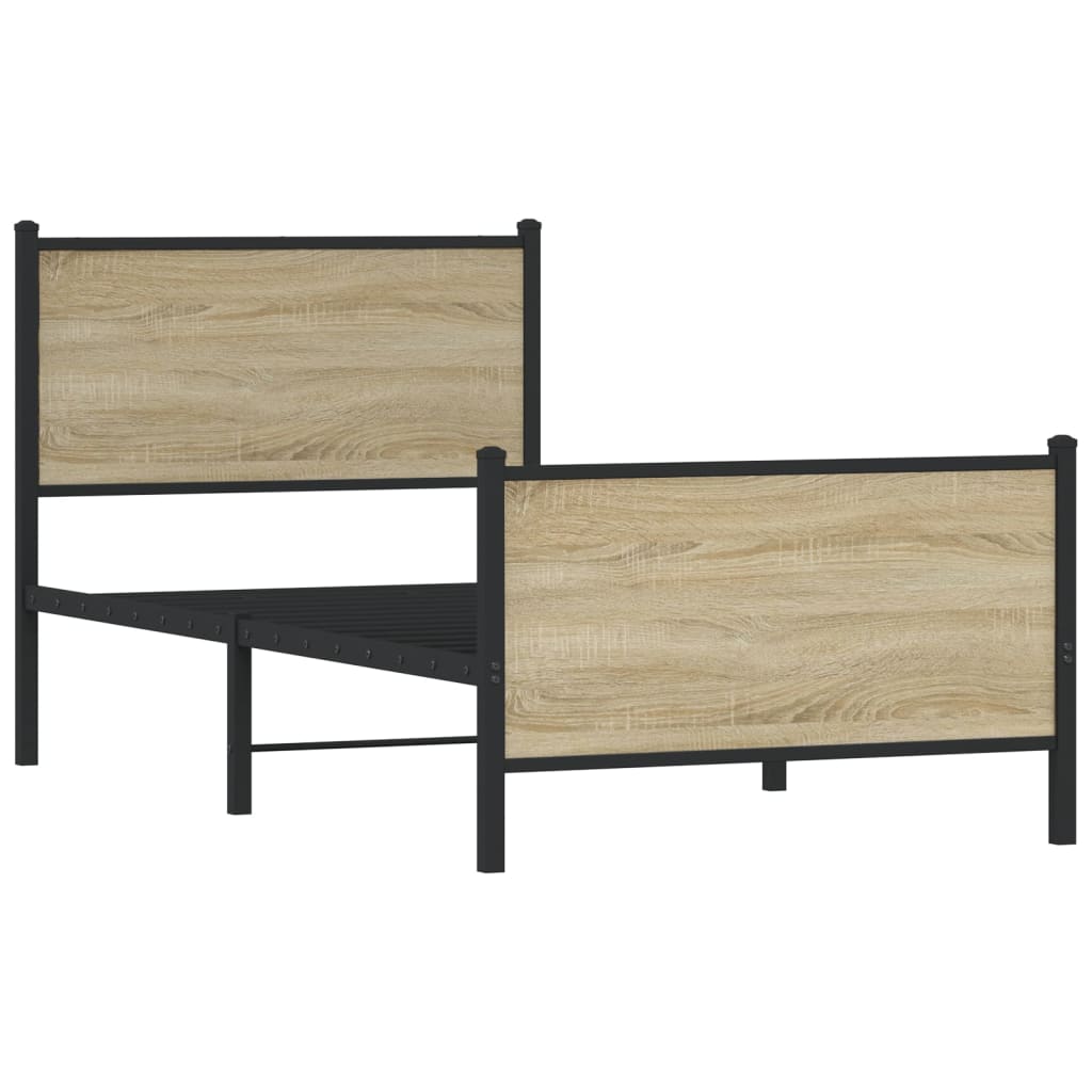 Metalni okvir kreveta bez madraca boja hrasta sonome 75x190 cm