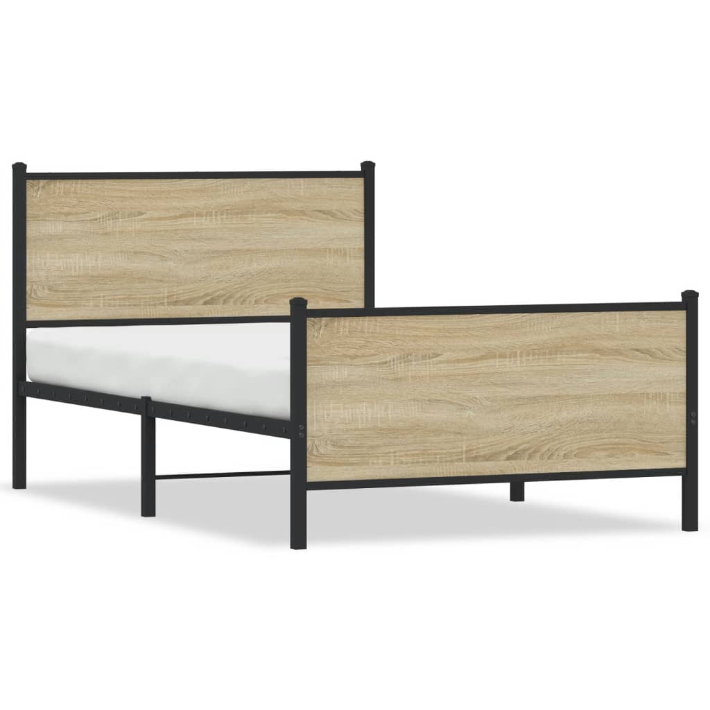 Metalni okvir kreveta bez madraca boja hrasta sonome 107x203 cm