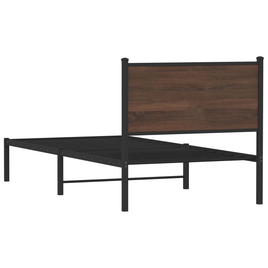 Metalni okvir kreveta bez madraca smeđi hrast 90x190 cm