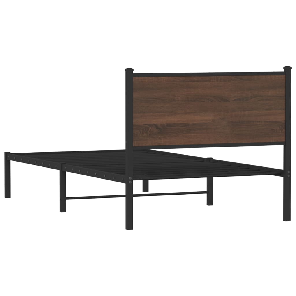 Metalni okvir kreveta bez madraca smeđi hrast 100x200 cm