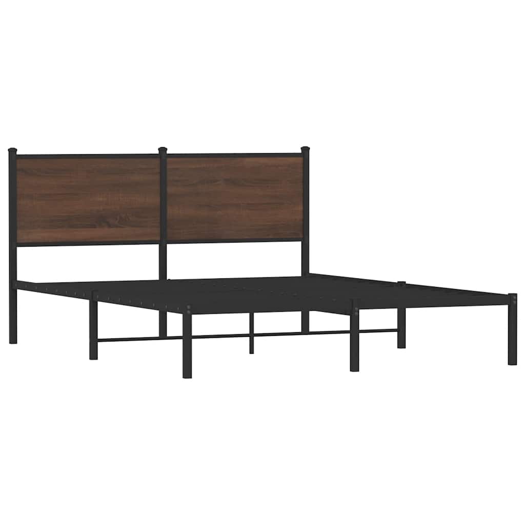Metalni okvir kreveta bez madraca smeđa boja hrasta 137x190 cm