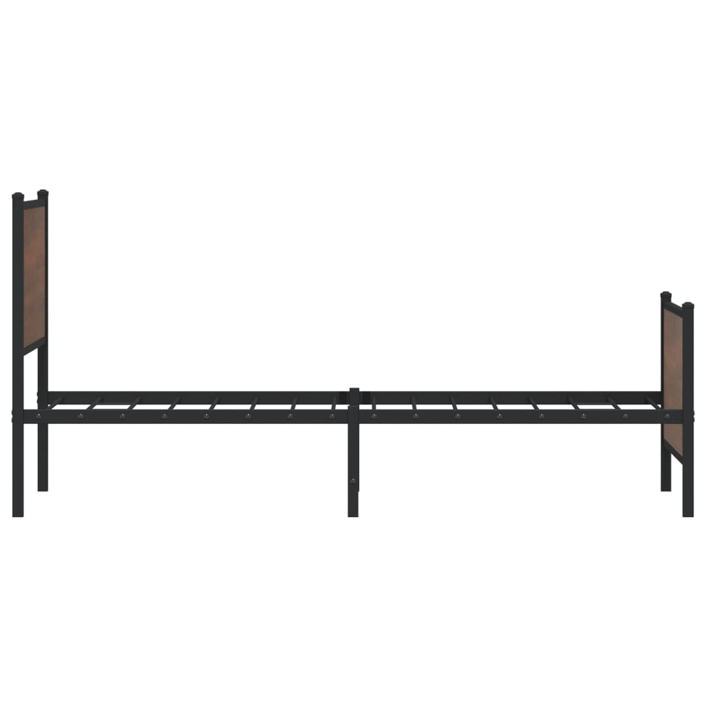 Metalni okvir kreveta bez madraca smeđi hrast 75x190 cm