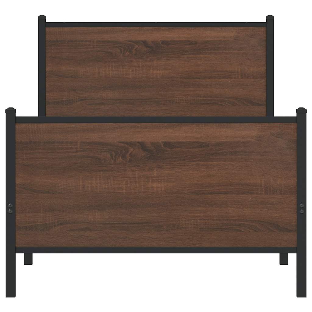 Metalni okvir kreveta bez madraca smeđi hrast 100x200 cm