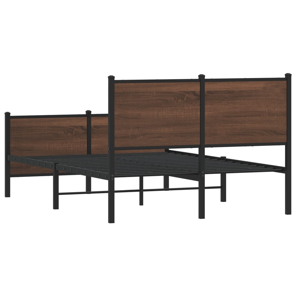 Metalni okvir kreveta bez madraca smeđa boja hrasta 137x190 cm