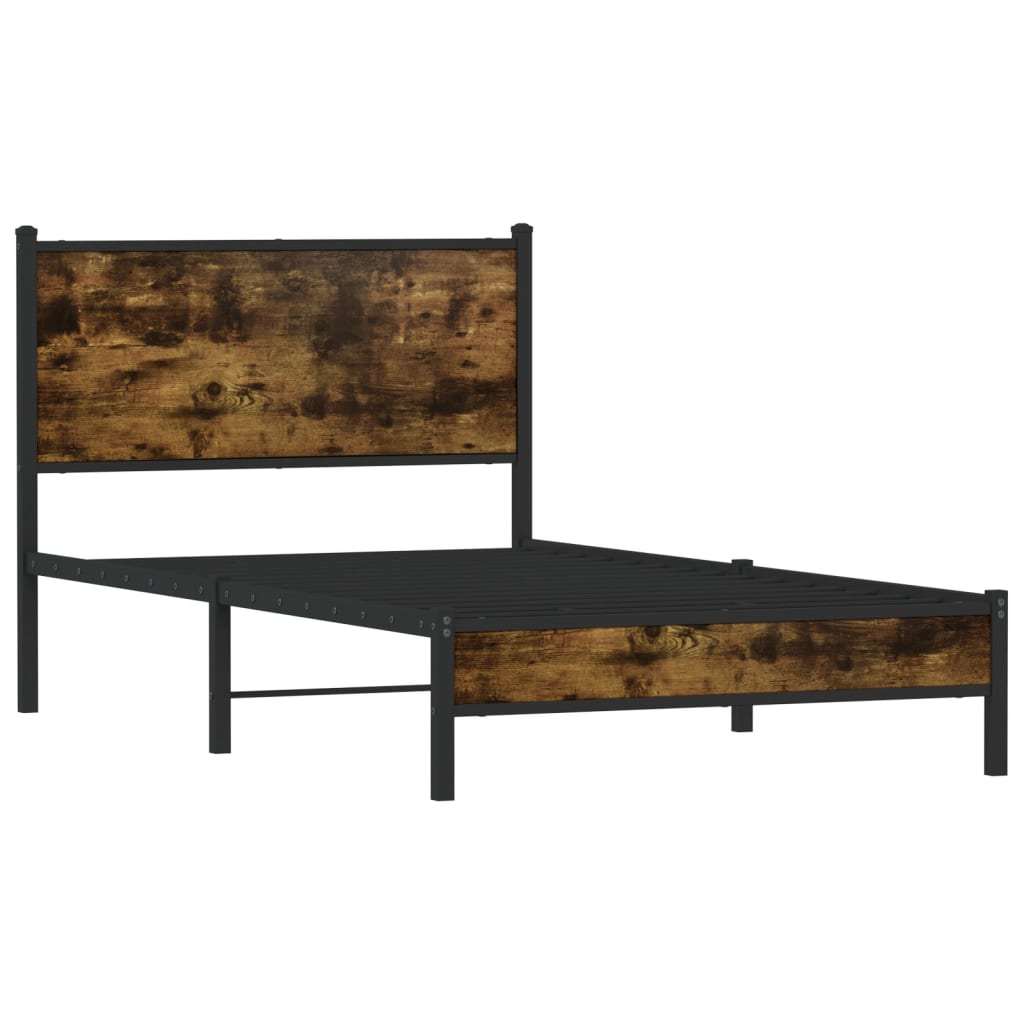 Metalni okvir kreveta bez madraca boja hrasta 107x203 cm
