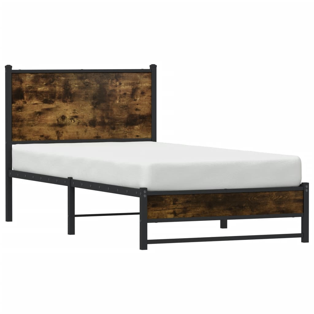 Metalni okvir kreveta bez madraca boja hrasta 75x190 cm