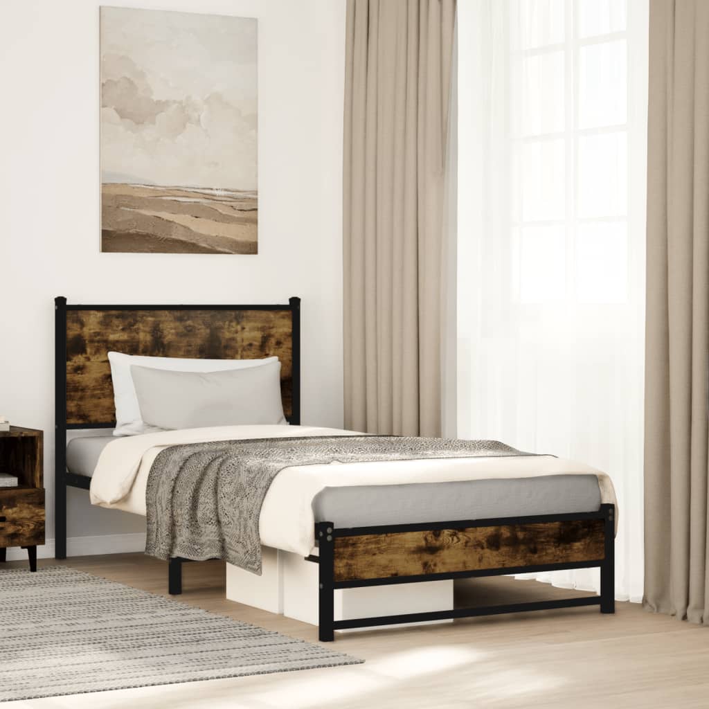 Metalni okvir kreveta bez madraca boja hrasta 90x200 cm